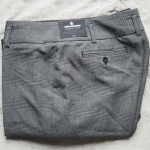 Worthington Curvy Fit Straight Leg, Grey Plaid
